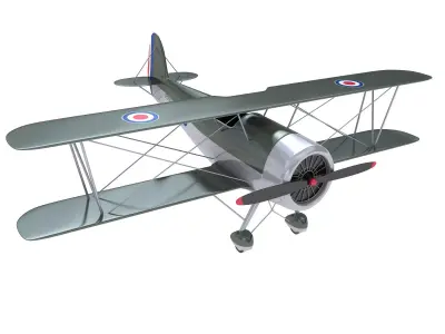 British Royal Navy Biplane 3D model
