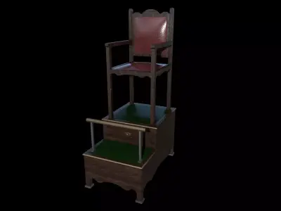 Old Vintage Shoeshine Chair and Platform Low-poly 3D model