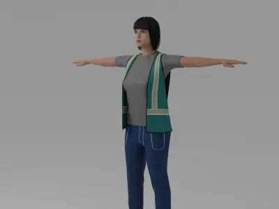 Worker Woman Low-poly 3D model