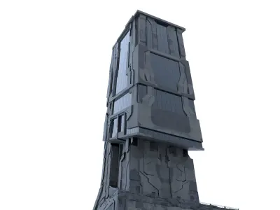 Scifi Futuristic building Free low-poly 3D model