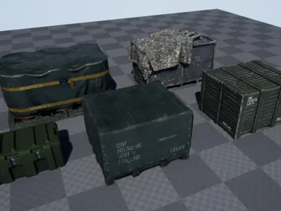 Military Containers Pack Low-poly 3D model