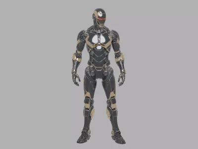 Dark Alloy Humanoid Bot Low-poly 3D model