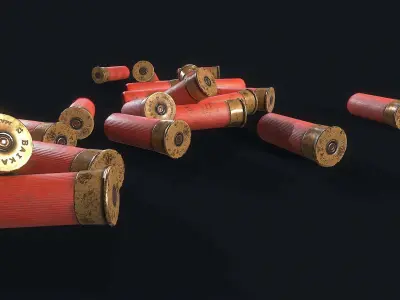 Cartridges shotgun shells Low-poly 3D model