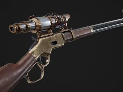 Winchester 1866 sniper rifle Low-poly 3D model