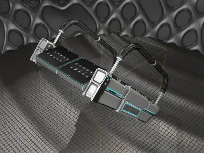 Sci-Fi Stairs - 6 - Silver Blue Neon Light Version  Low-poly 3D model