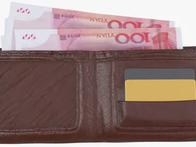 China 100 Yuan Wallet Money Purse 3D model