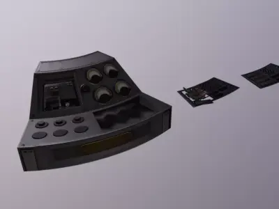 Computer and panel damage undamage Low-poly 3D model