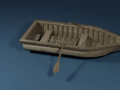 Rowboat wooden boat 3D model purchase