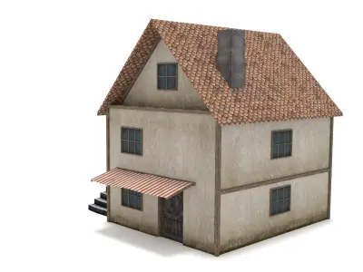 Medieval House Low-poly 3D model 19