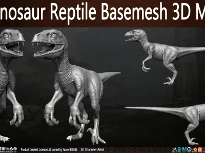 Dinosaur Reptile Basemesh 3D Model Vol 01 Low-poly 3D model