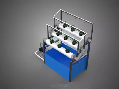HYDROPONIC FARM PLANT AUTO WATER CYCLE TANK PUMP NOZZLE SPRAYER 3D model