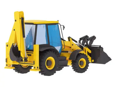 Loader Backhoe Wheeled 3CX Low-poly 3D model
