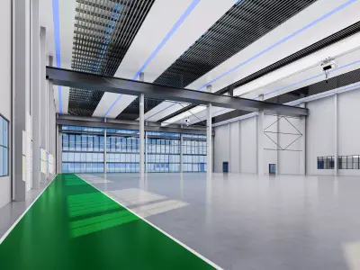 Inside the smart factory warehouse 3D model