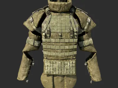 3D Male Military Vest 3D model