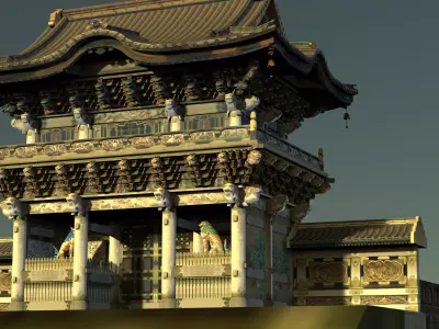Nikko Tosho-gu Japanese Temple Gate Low-poly 3D model