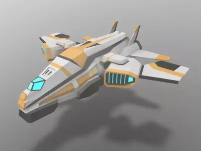 Sci-fi Space Aircraft SA-3 Low-poly 3D model