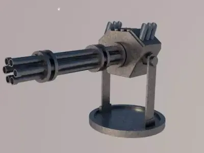 Gatling gun Low-poly 3D model