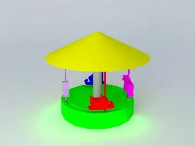 Tiovivo colorful carousel Free 3D model