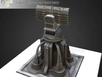 Futuristic Radar Tower Low-poly 3D model