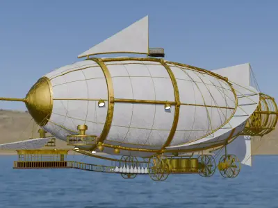 Vintage Steampunk Dirigible Airship Low-poly 3D model