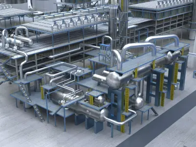 petrochemical plant Low-poly 3D model