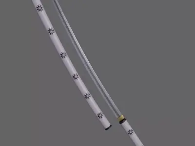 PBR Katana Japanese Sword White V3 Low-poly 3D model
