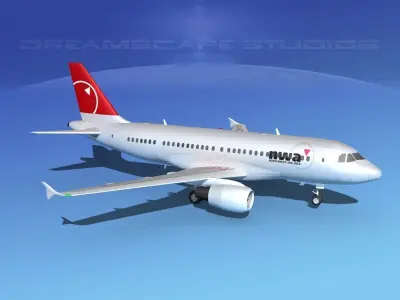 Airbus A319 Northwest Airlines 2 3D model