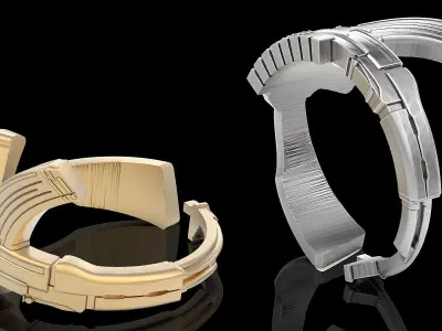 Gun AK47 ring silver gold printable jewelry 3D model 3D print model