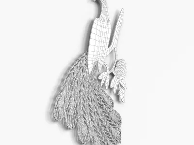Peacock on branch 3D model