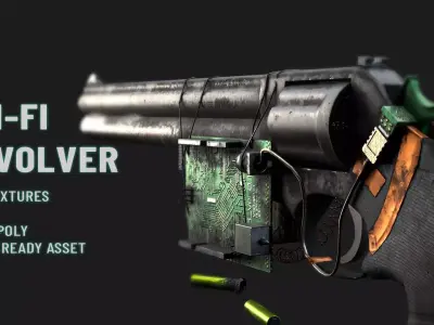 Sci-Fi Revolver  Low-poly 3D model