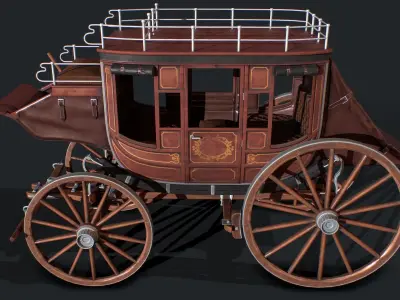 Carriage old fashioned Low-poly 3D model purchase