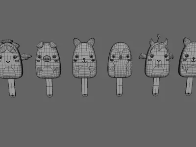 Ice Cream Pack 01 Low-poly 3D model