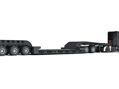 Truck with Lowboy Trailer 3D model get