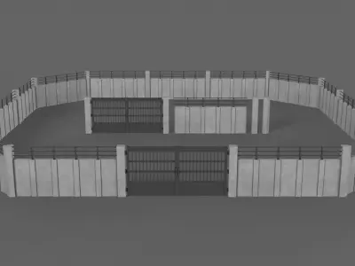PBR Gate and Wall 5 Low-poly 3D model