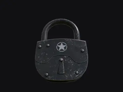Old army padlock Low-poly 3D model