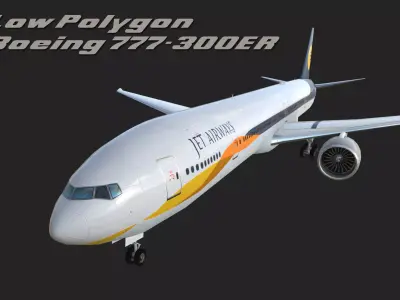 Boeing 777 Jet Airways Low-poly 3D model