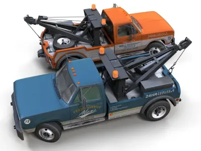 Classic wrecker tow truck Low-poly 3D model