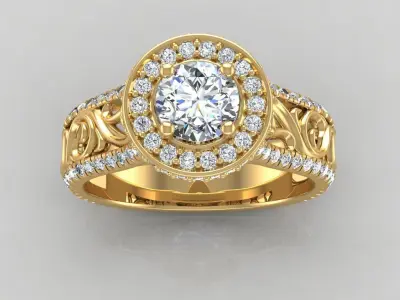 Engagement halo ring 3D model purchase