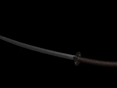 Srylized Japanese katana PBR Low-Poly game ready Low-poly 3D model