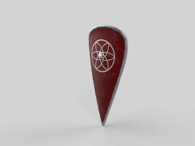 Shield pin with circle in middle Low-poly 3D model