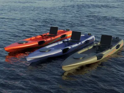 Kayak 3D model floating in ocean 3D Model Pack