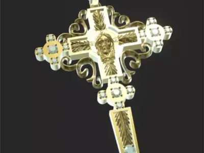 Cross with the face of Christ 3D print model purchase