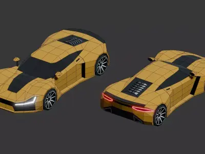V12 Hypercar  Low-poly 3D model