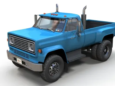 Heavy truck pickup Low-poly 3D model