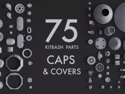 Kitbash Kit - 75 Caps and Covers V1 3D model