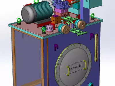 Detailed hydraulic station 3D model