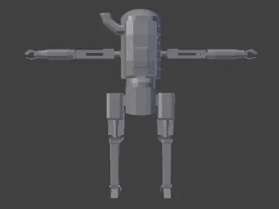 Bipedal Steampunk Mech Mesh and Rig Low-poly 3D model