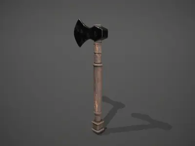 Dark Metal Antique Axe Low-poly 3D model