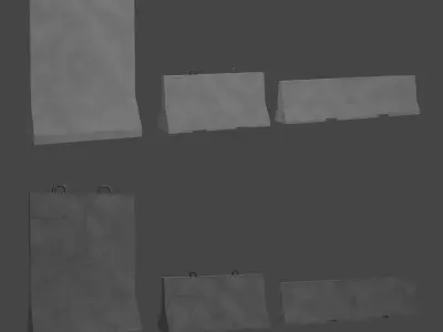 Concrete Barrier Low-poly 3D model