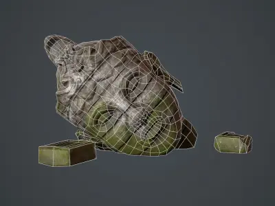 Ancient statue head Low-poly 3D model